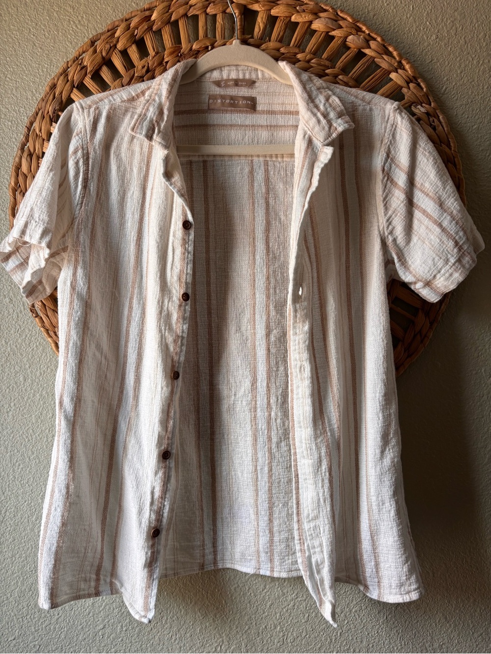 Cotton On Cream & Tan Stripe Button-Down Shirt